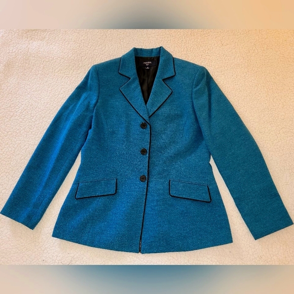 Women's Vintage Jones Wear Teal Fully Lined Blazer Size 12 - Picture 3 of 14